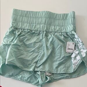 Free People Green Athletic Shorts with Elastic Waistband
